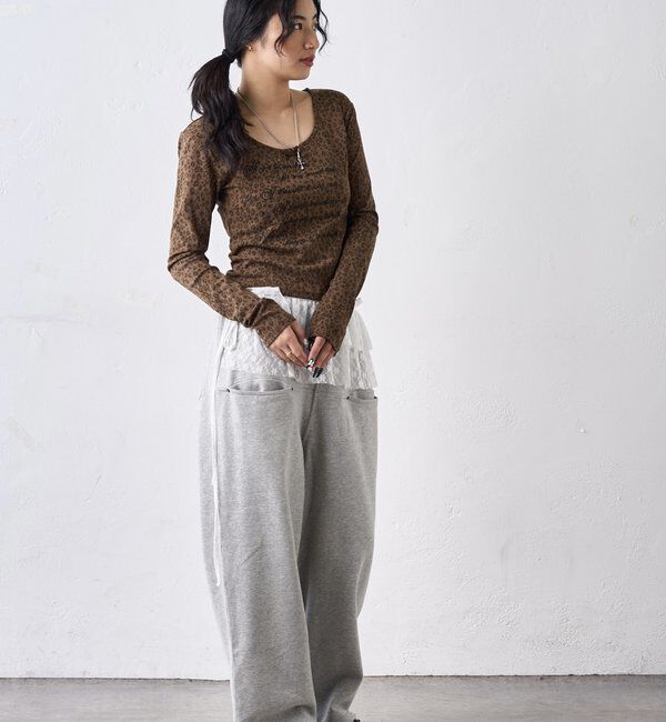  「レオパード(ヒョウ柄)メッセージトップス」|Tシャツ・カットソー|