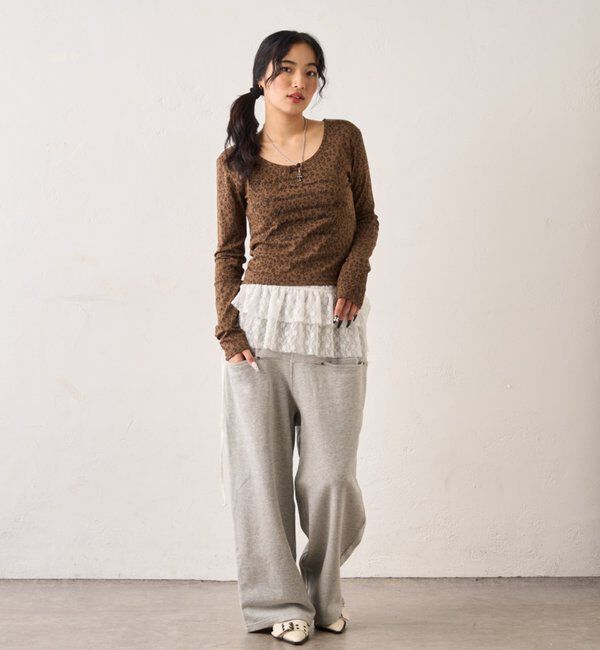  「レオパード(ヒョウ柄)メッセージトップス」|Tシャツ・カットソー|