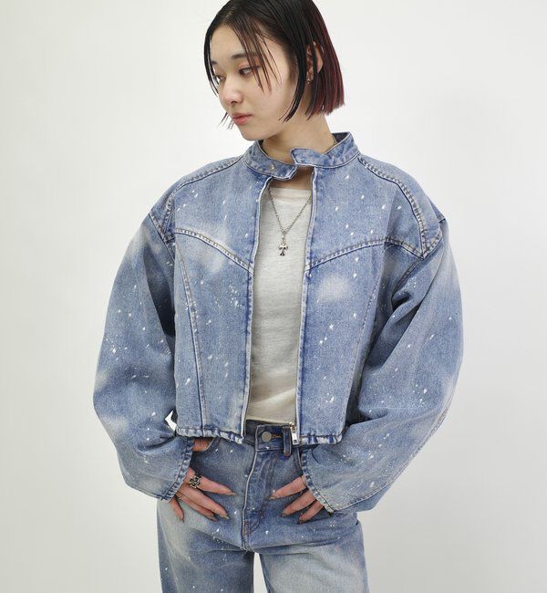  「スプレーブリーチデニムブルゾン」|ブルゾン・スタジャン|