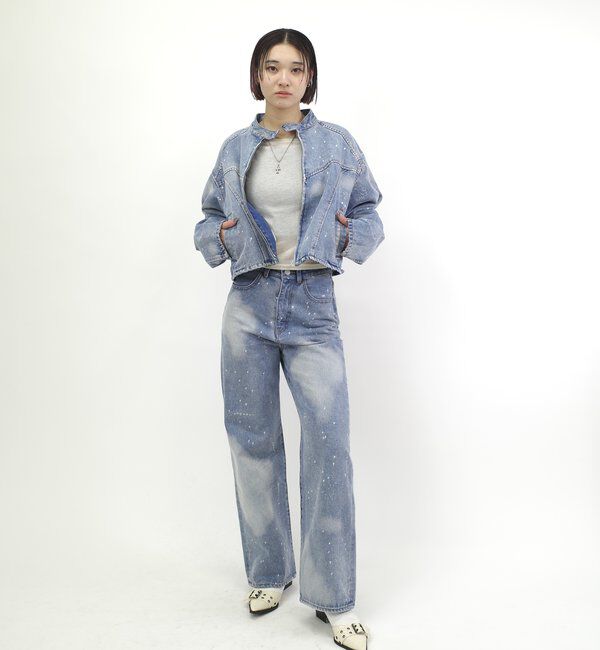  「スプレーブリーチデニムブルゾン」|ブルゾン・スタジャン|