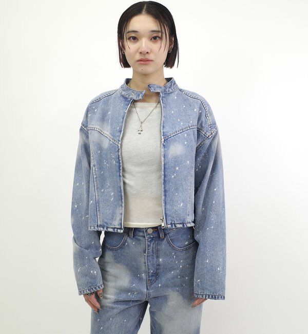  「スプレーブリーチデニムブルゾン」|ブルゾン・スタジャン|