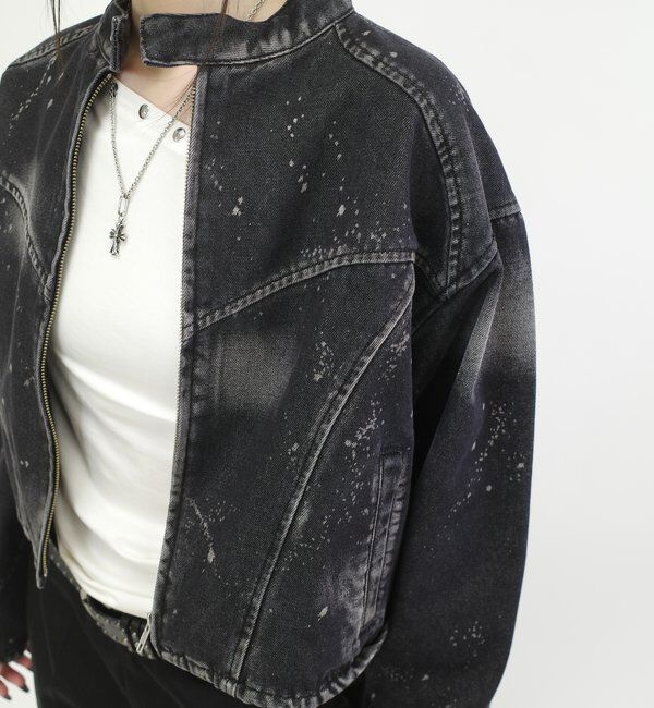  「スプレーブリーチデニムブルゾン」|ブルゾン・スタジャン|