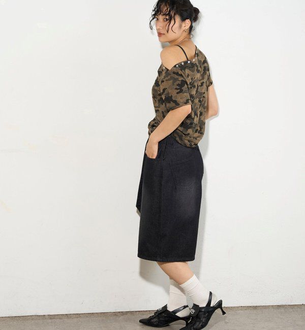  「【2サイズ】PFベルト付きデニムハーフパンツ 」|デニム|