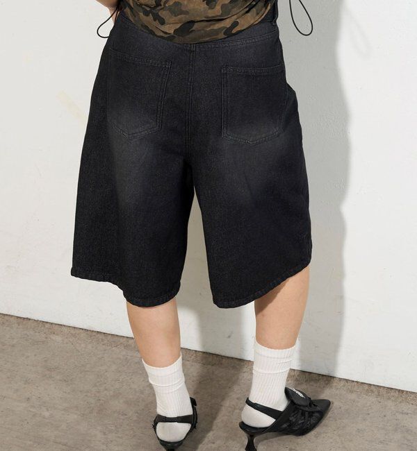  「【2サイズ】PFベルト付きデニムハーフパンツ 」|デニム|