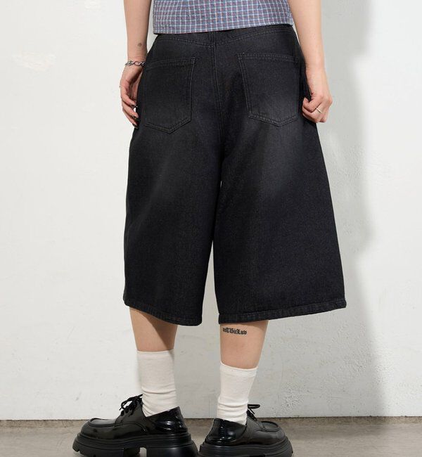  「【2サイズ】PFベルト付きデニムハーフパンツ 」|デニム|
