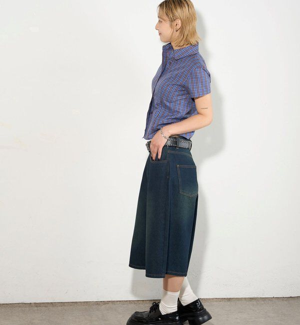  「【2サイズ】PFベルト付きデニムハーフパンツ 」|デニム|