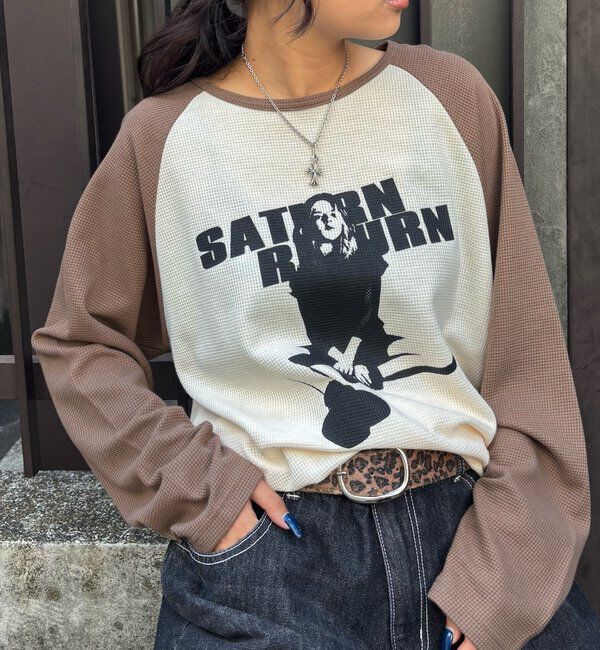  「【WEB限定】シャーロットワッフルラグラントップス」|Tシャツ・カットソー|