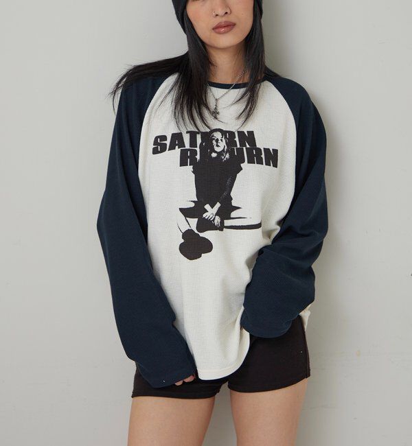  「【WEB限定】シャーロットワッフルラグラントップス」|Tシャツ・カットソー|