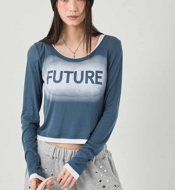  「SPRAY LOGO SHEER LAYERED TOPS」|Tシャツ・カットソー|