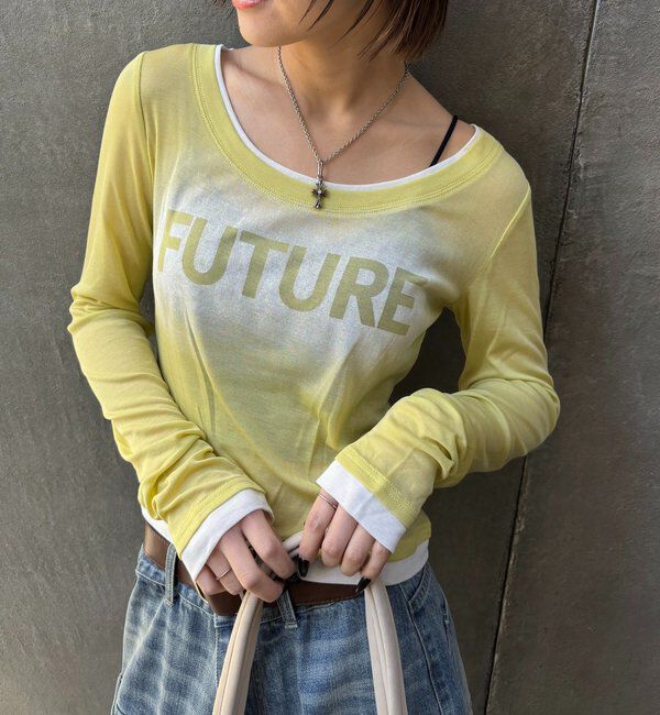  「SPRAY LOGO SHEER LAYERED TOPS」|Tシャツ・カットソー|