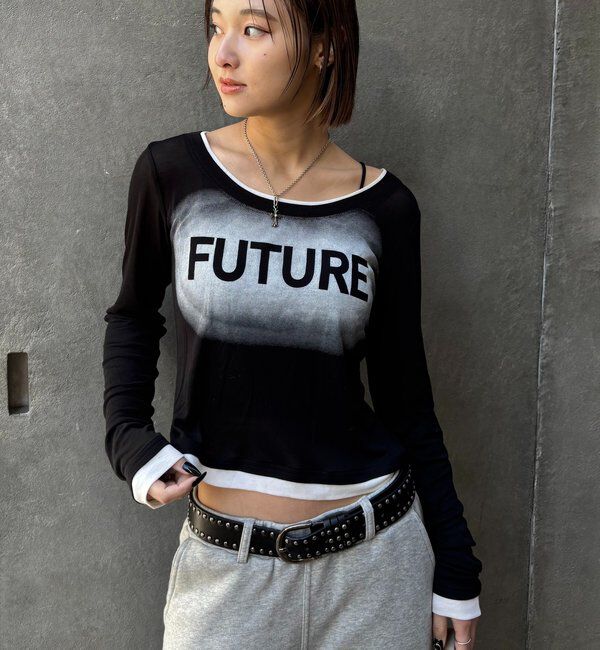  「SPRAY LOGO SHEER LAYERED TOPS」|Tシャツ・カットソー|