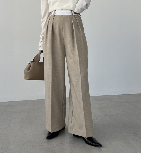  「【C.L】【セットアップ対応】マーベルトタックパンツ」|チノ|ベージュ