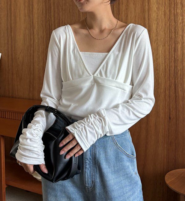  「【WEB限定】深VネックロンT」|Tシャツ・カットソー|オフホワイト