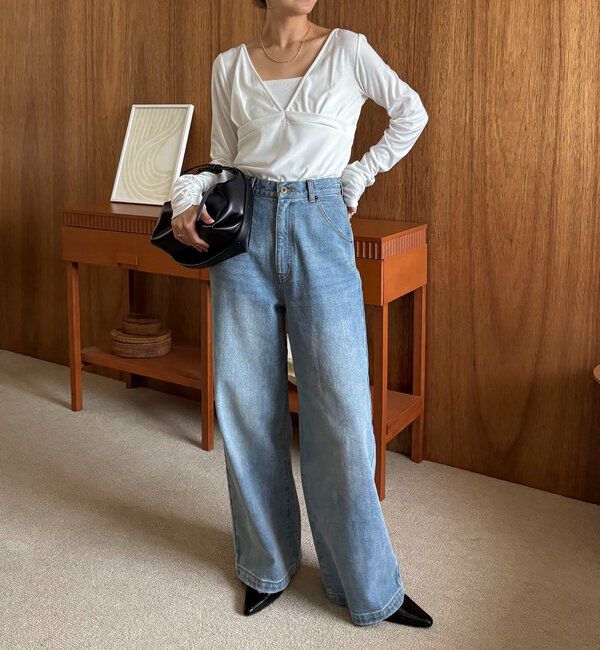  「【WEB限定】深VネックロンT」|Tシャツ・カットソー|