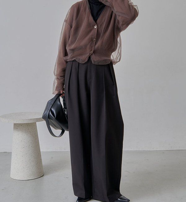  「【1枚で着映え】チュールレイヤードカーディガン」|カーディガン|