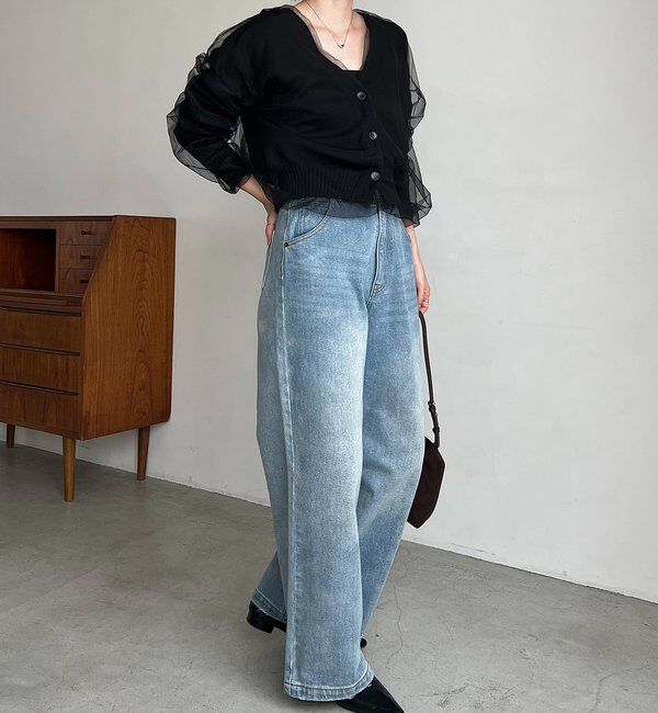  「【1枚で着映え】チュールレイヤードカーディガン」|カーディガン|