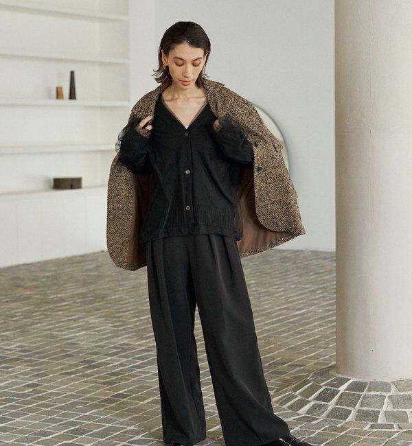  「【1枚で着映え】チュールレイヤードカーディガン」|カーディガン|