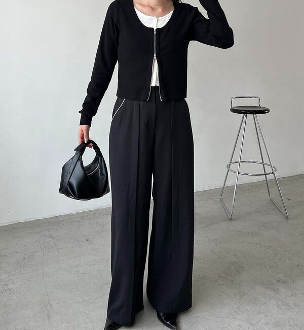  「【WEB限定】Wジップレイヤードニット」|カーディガン|