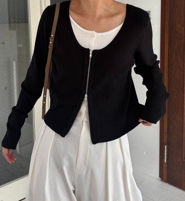 「【WEB限定】Wジップレイヤードニット」|カーディガン|