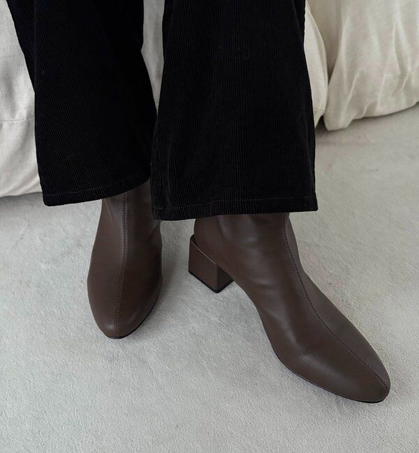  「スクエアヒールショートブーツ」|ショートブーツ|