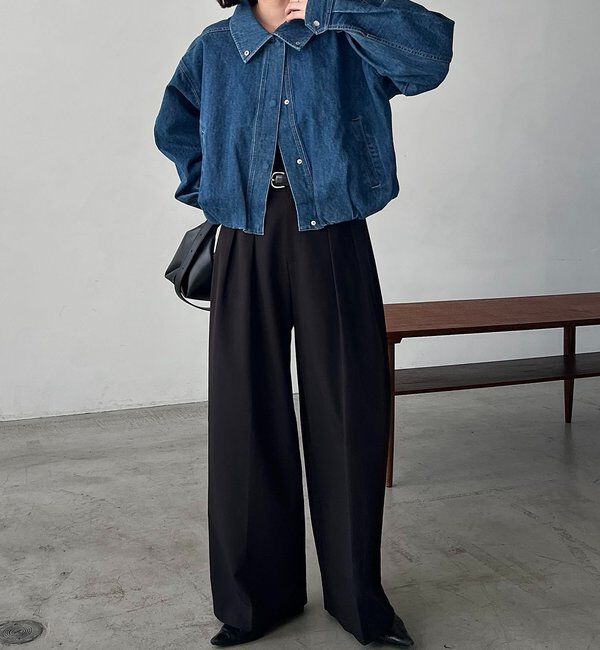  「【サイズ展開あり】ラウンドデニムブルゾン」|ブルゾン・スタジャン|