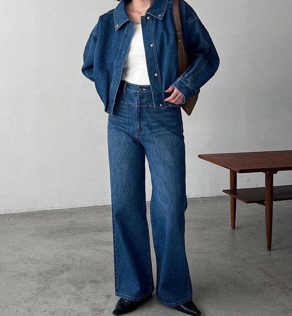  「【サイズ展開あり】ラウンドデニムブルゾン」|ブルゾン・スタジャン|