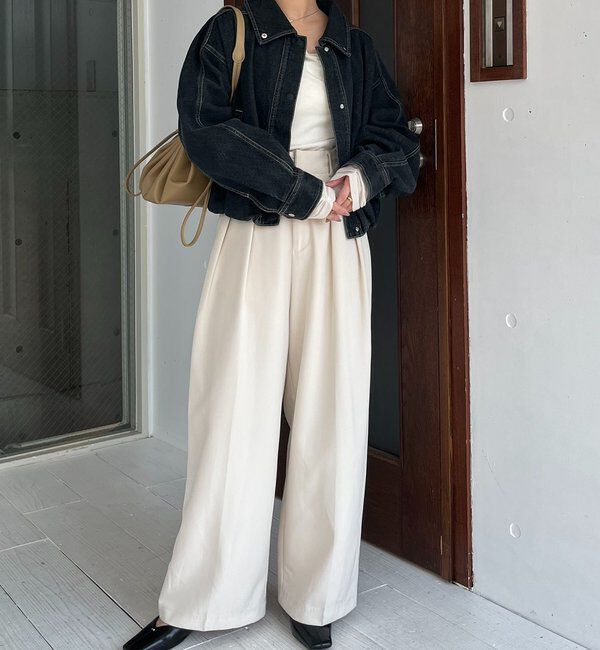  「【サイズ展開あり】ラウンドデニムブルゾン」|ブルゾン・スタジャン|