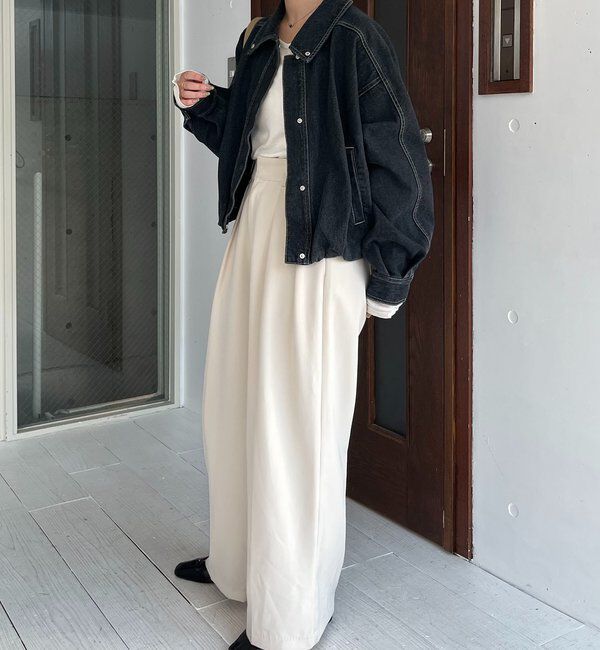  「【サイズ展開あり】ラウンドデニムブルゾン」|ブルゾン・スタジャン|