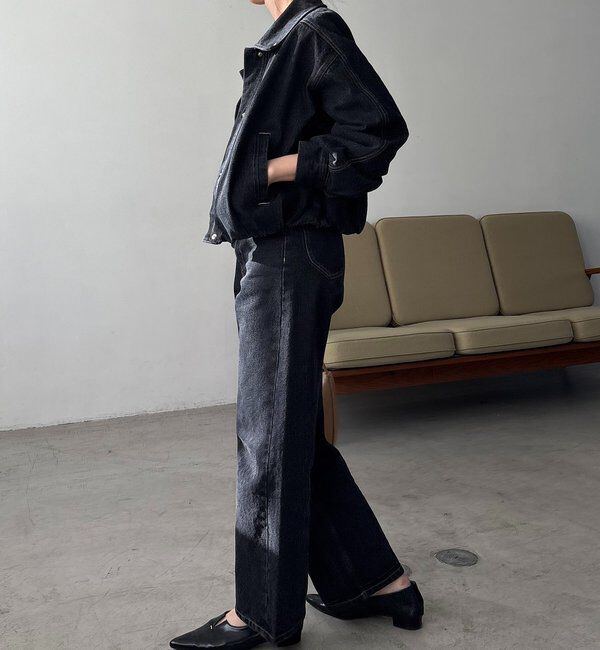  「【サイズ展開あり】ラウンドデニムブルゾン」|ブルゾン・スタジャン|