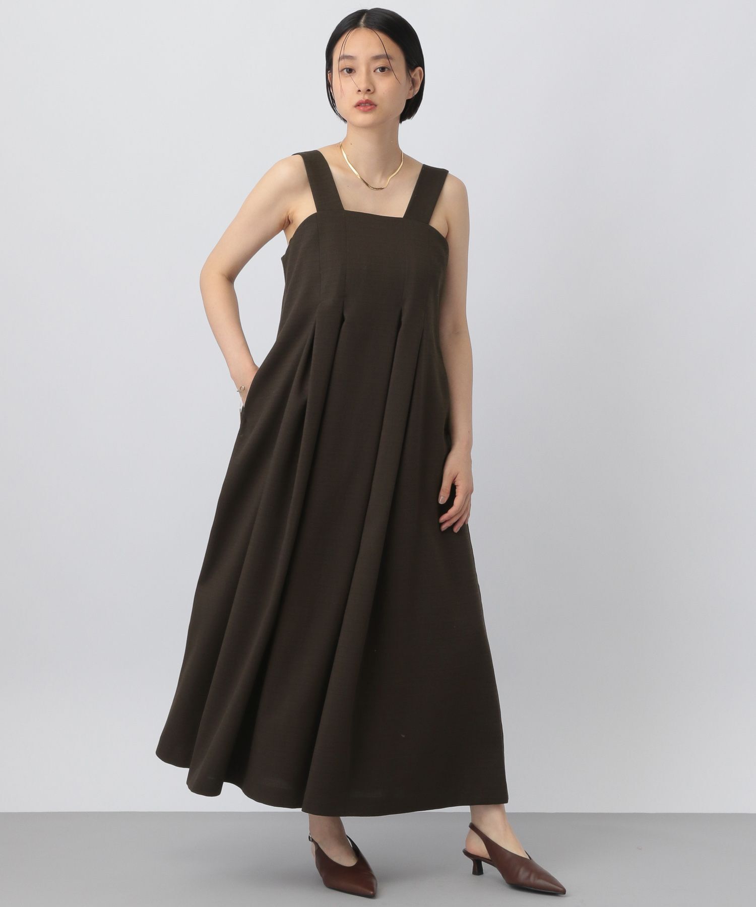 A part by 「タックフレアジャンパースカート」|ワンピース|ブラウン