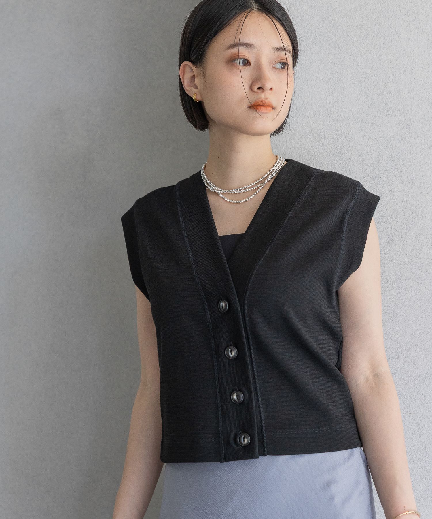 A part by 「ミラノリブベスト」|ベスト・ジレ|ブラック