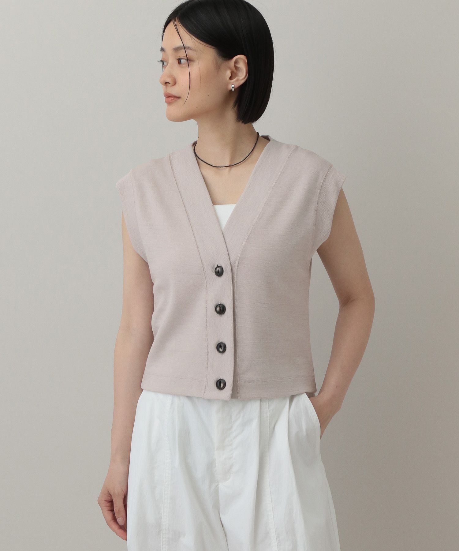 A part by 「ミラノリブベスト」|ベスト・ジレ|ライトグレー