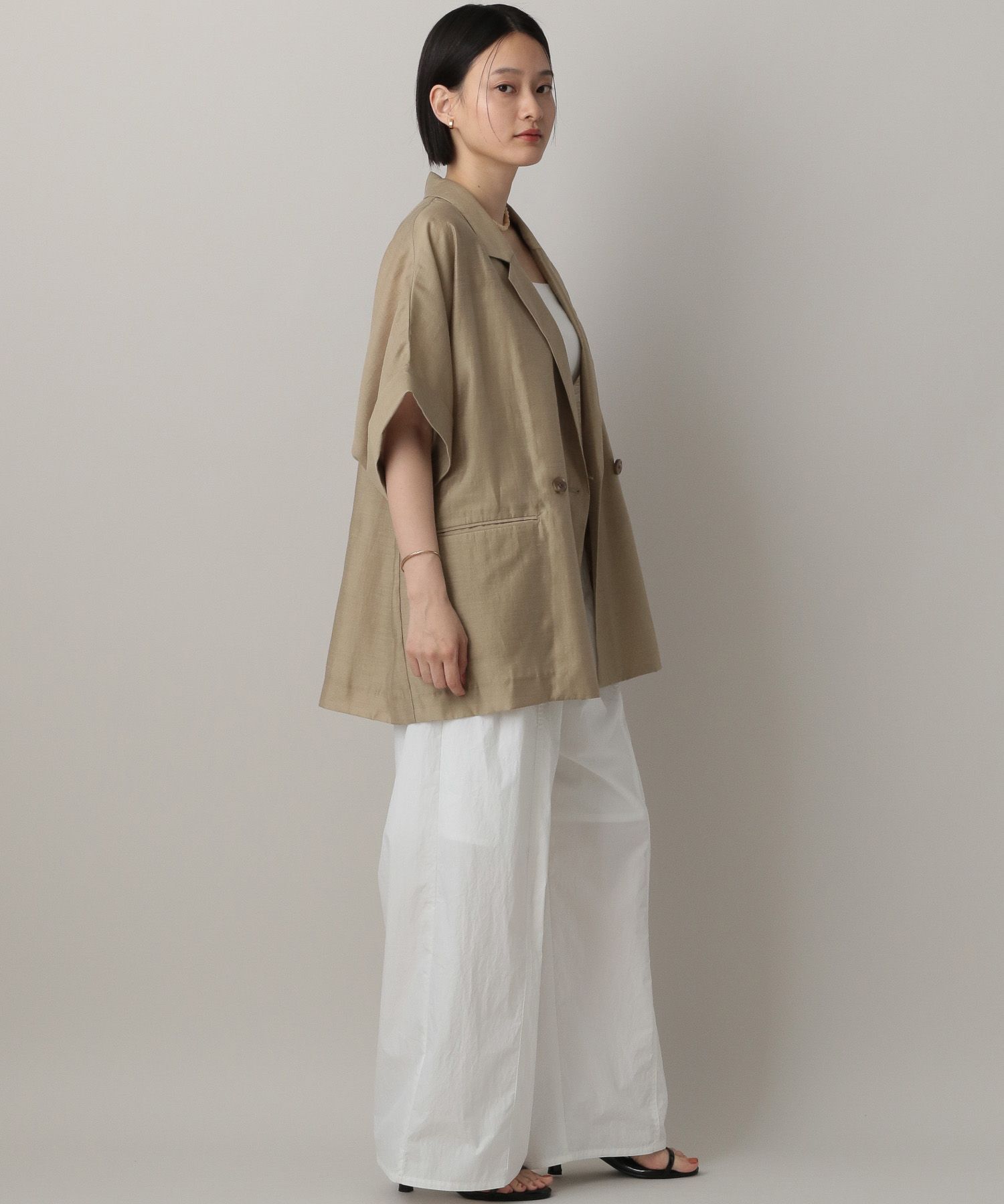 A part by 「アセテートリネン半袖ジャケット」|テーラードジャケット|