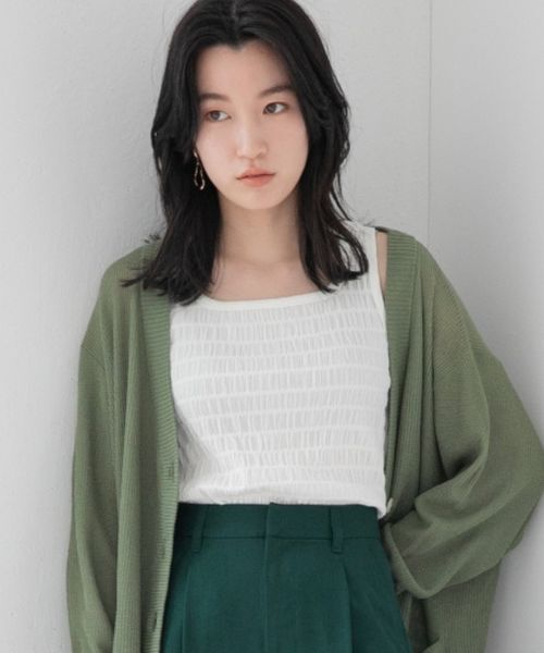 LOWRYS FARM「シャーリングタンク」|タンクトップ|ホワイト４