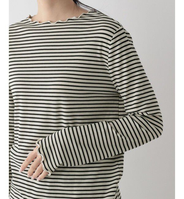 LOWRYS FARM「【前後着用可能】ボーダーテレコロングスリーブ」|Tシャツ・カットソー|