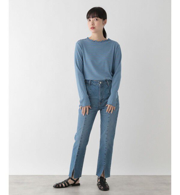 LOWRYS FARM「【前後着用可能】ボーダーテレコロングスリーブ」|Tシャツ・カットソー|