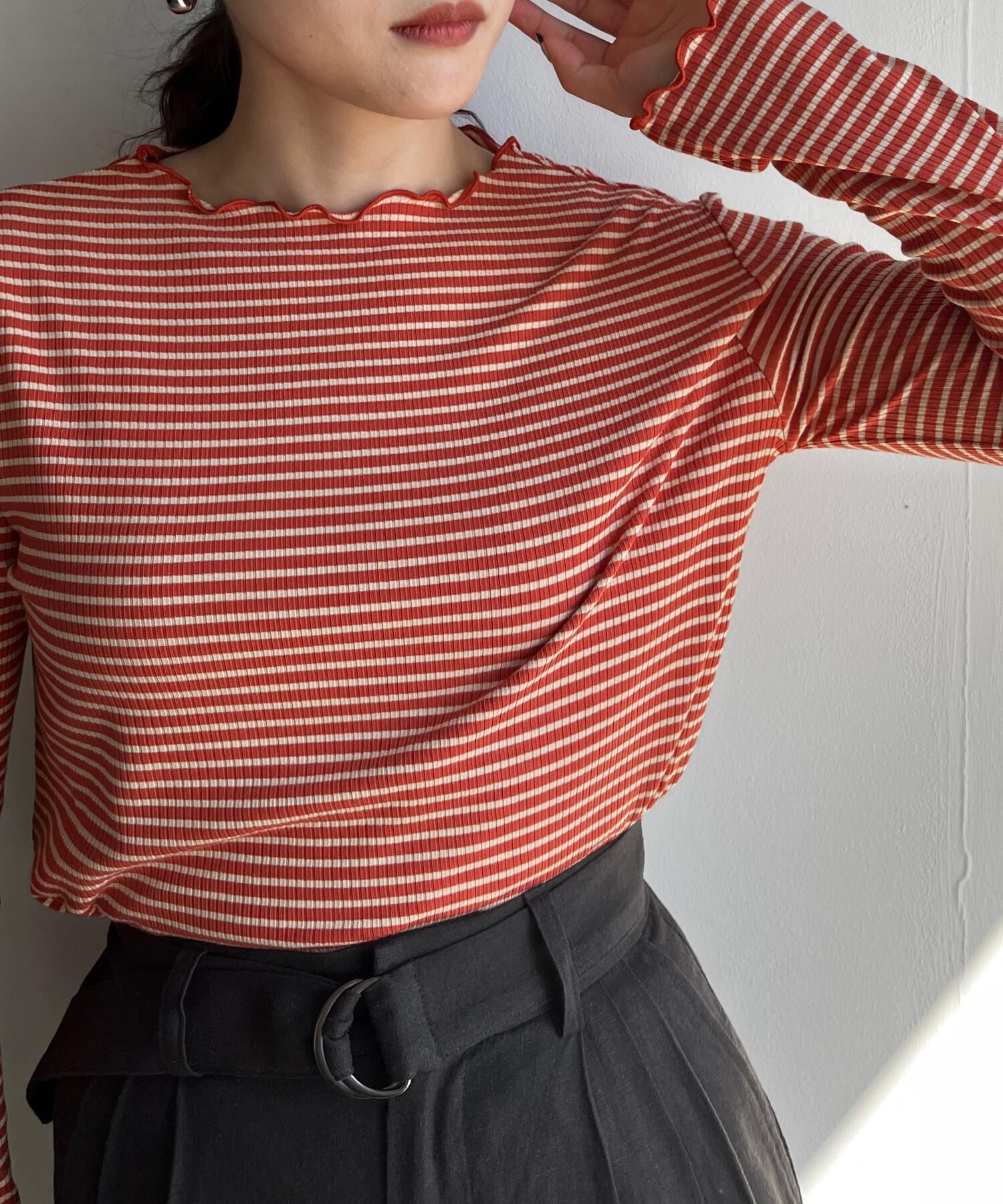 LOWRYS FARM「【前後着用可能】ボーダーテレコロングスリーブ」|Tシャツ・カットソー|ORG5