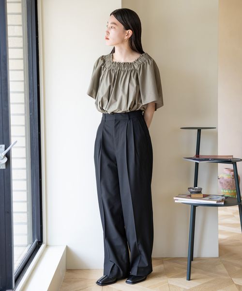 LOWRYS FARM「ＴＲスタイルＵＰワイドパンツ」|チノ|