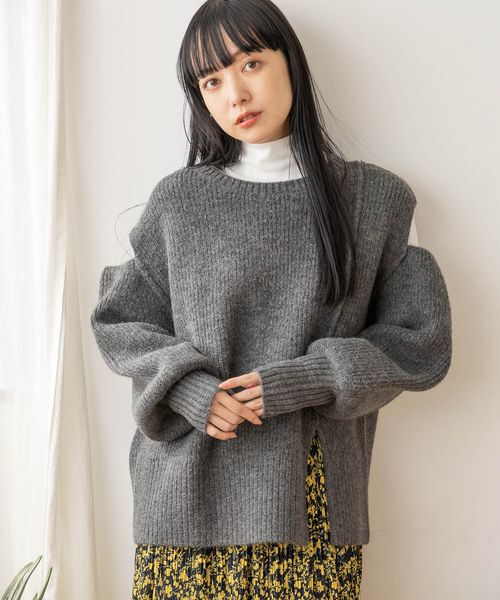 LOWRYS FARM「スリットニットＰＯＬＳ」|ニット・セーター|GRY8