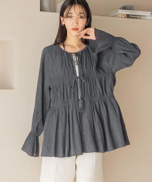 LOWRYS FARM「ヨウリュウシャーリングブラウスＬＳ」|シャツ・ブラウス|GRY8