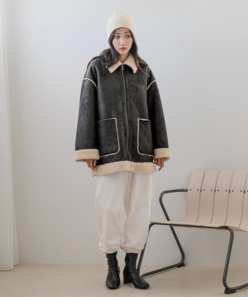 LOWRYS FARM「リバーシブルボアＺＩＰブルゾン」|ブルゾン・スタジャン|