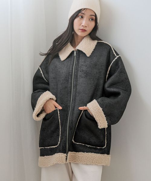 LOWRYS FARM「リバーシブルボアＺＩＰブルゾン」|ブルゾン・スタジャン|