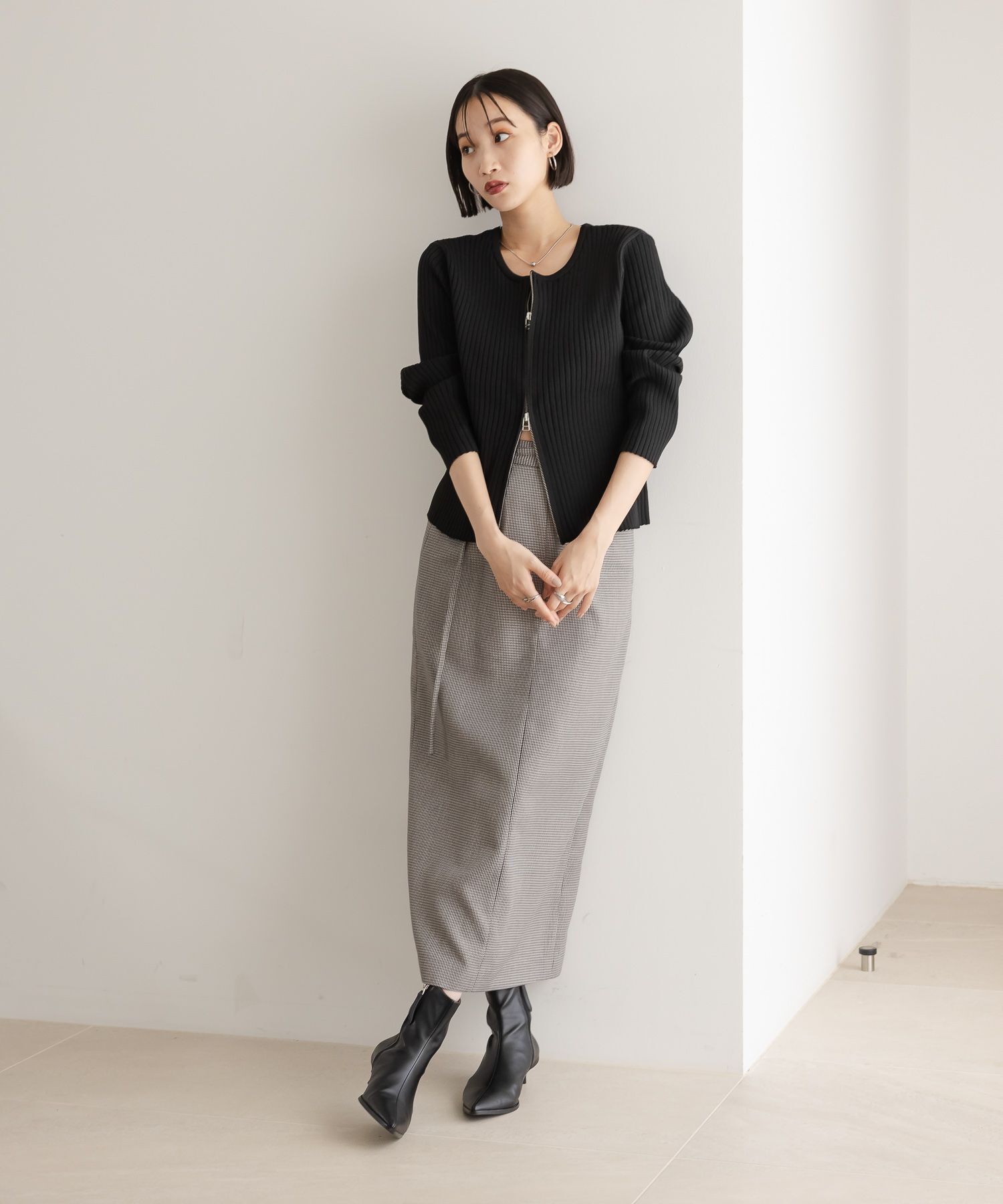 LOWRYS FARM「ＷＺＩＰリブカーディガンＬＳ」|ニット・セーター|