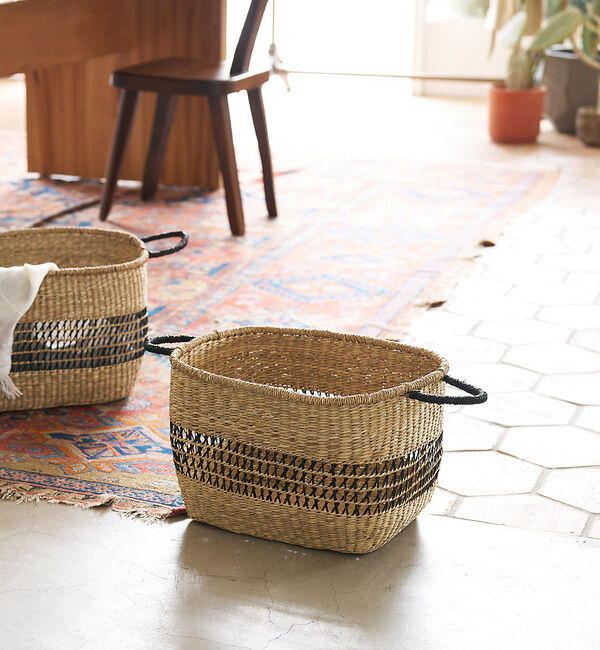 collex「透かし編みシーグラスバスケット L」|その他|ベージュ