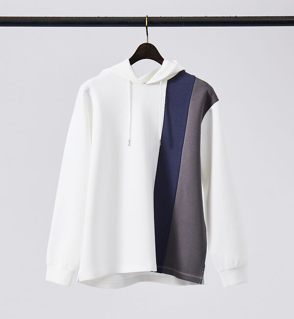 ABAHOUSE「【配色切替え】シルキー ダンボール パーカー」|パーカー|ホワイト