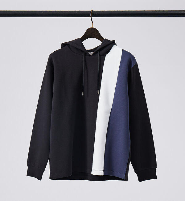 ABAHOUSE「【配色切替え】シルキー ダンボール パーカー」|パーカー|ブラック