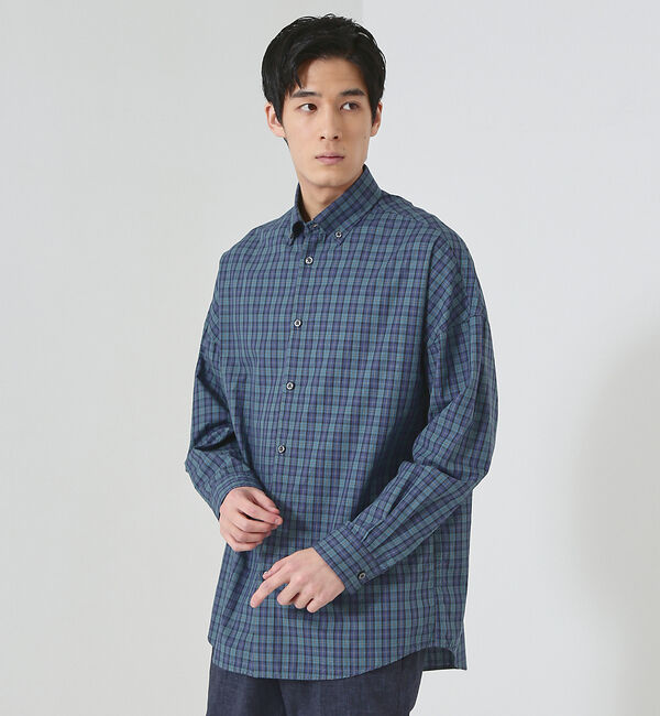 ABAHOUSE「【ミニチェック】スーピマ タイプライター ボタンダウンシャツ」|シャツ・ブラウス|
