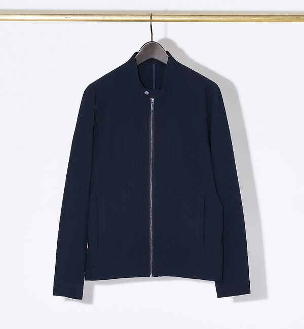 ABAHOUSE「【QuicDry / セットアップ対応】オニサッカー ライダーズジャケット」|ブルゾン・スタジャン|ネイビー