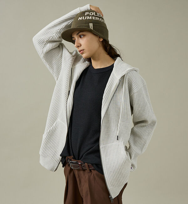 ABAHOUSE「【JEMORGAN /ジェーイーモーガン】ビッグワッフルWジップパーカー/フーデ」|パーカー|ホワイト系その他1