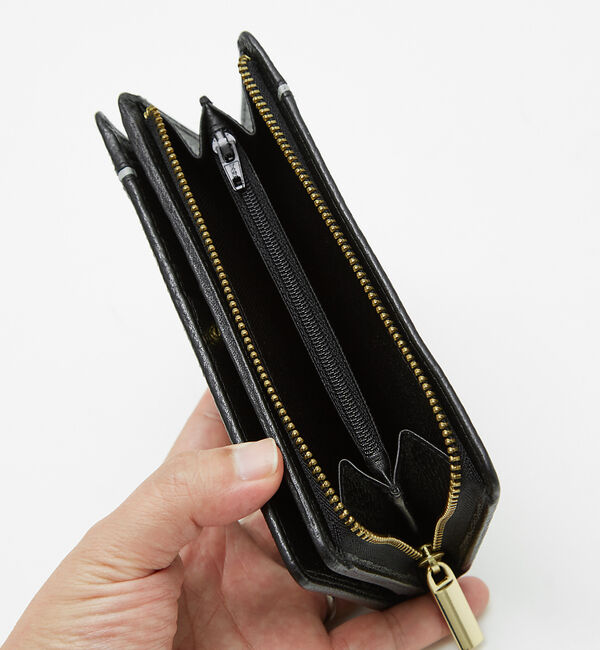 alfredoBANNISTER「牛革 シボレザー ラインデザイン 二つ折り 長財布」|財布|